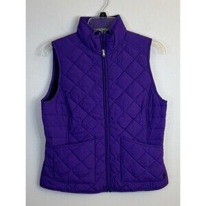 LAUREN RALPH LAUREN Purple Puffer Vest Women Medium Quilted Full Zip NEW!
